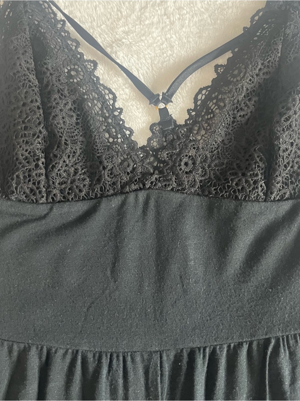 Victoria’s Secret Women’s Black V~Neck Lace Trim Sexy Sleep Jumpsuit Sz S - Picture 5 of 12